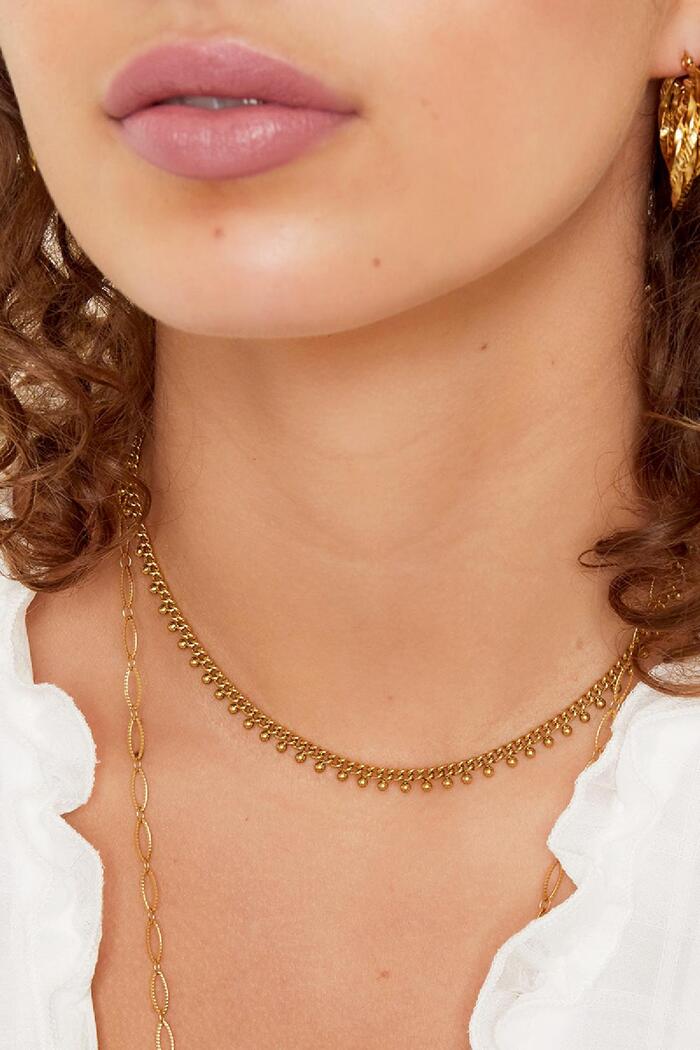 Puntos collar de acero inoxidable Oro Imagen3